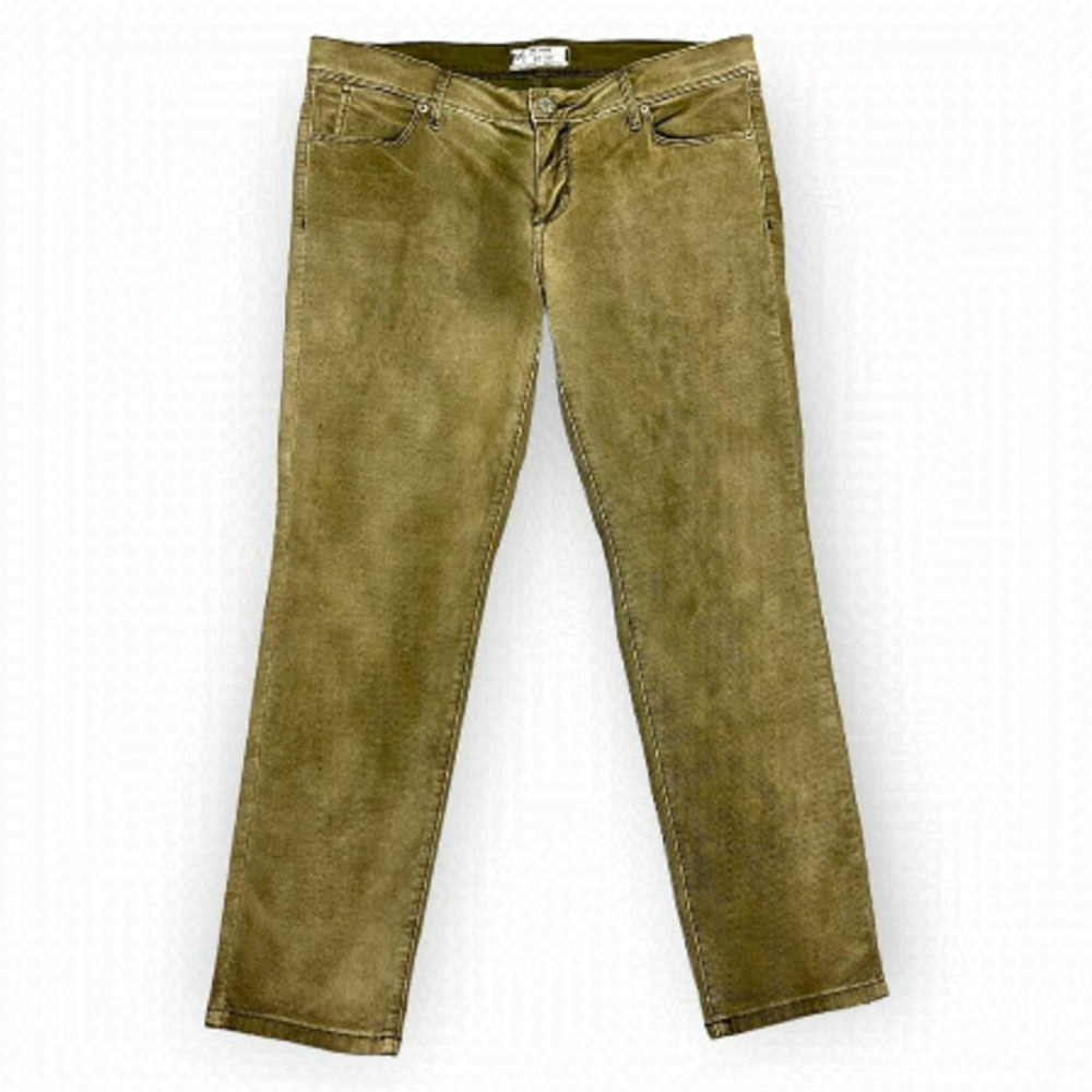 Free People Olive Green Slim Corduroy Trousers